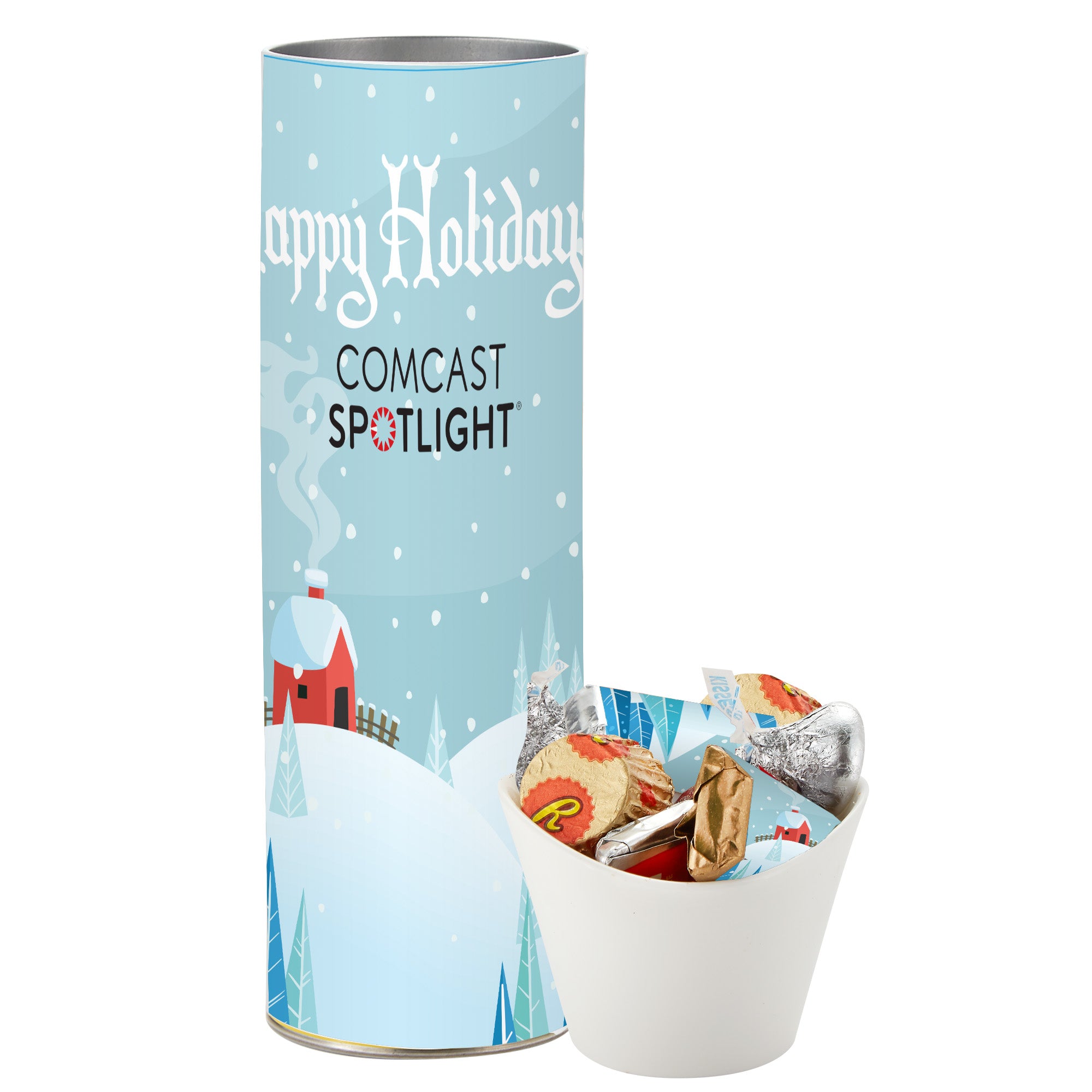 8 inch Snack Tube with Holiday Custom HERSHEY'S® Everyday Mix