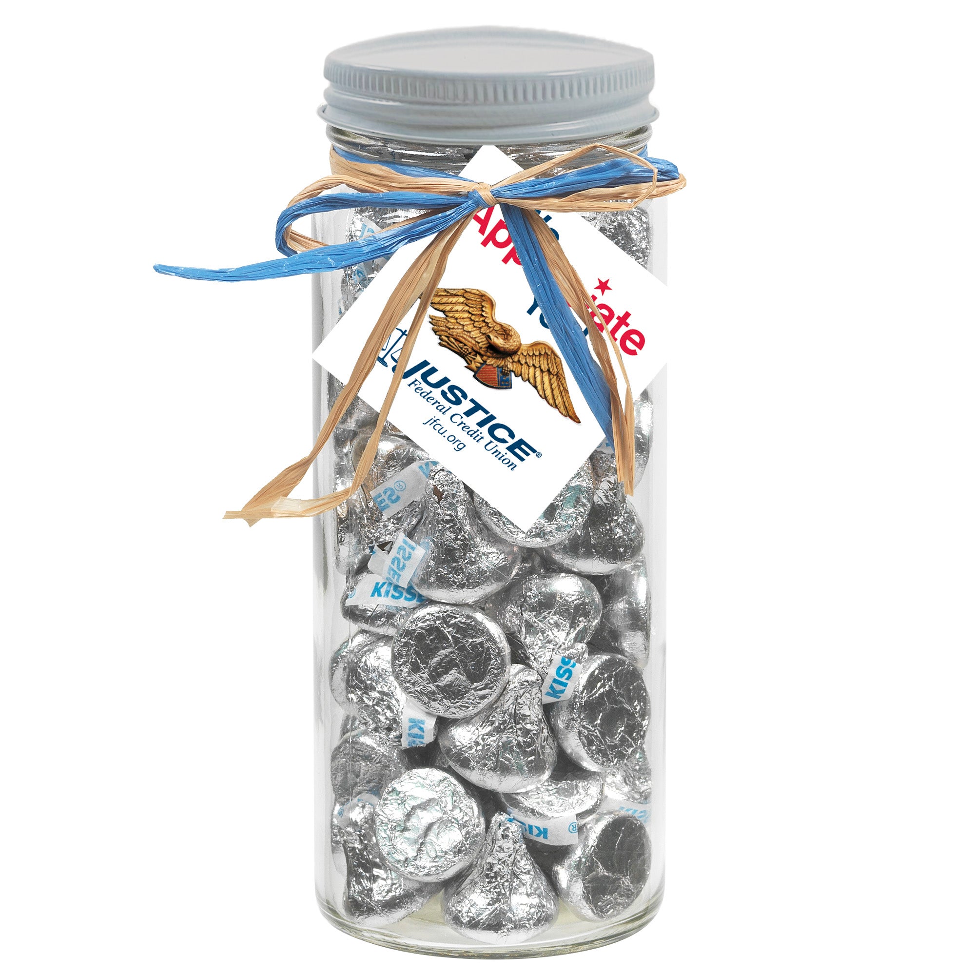 Contemporary Glass Mason Jar with Raffia Bow