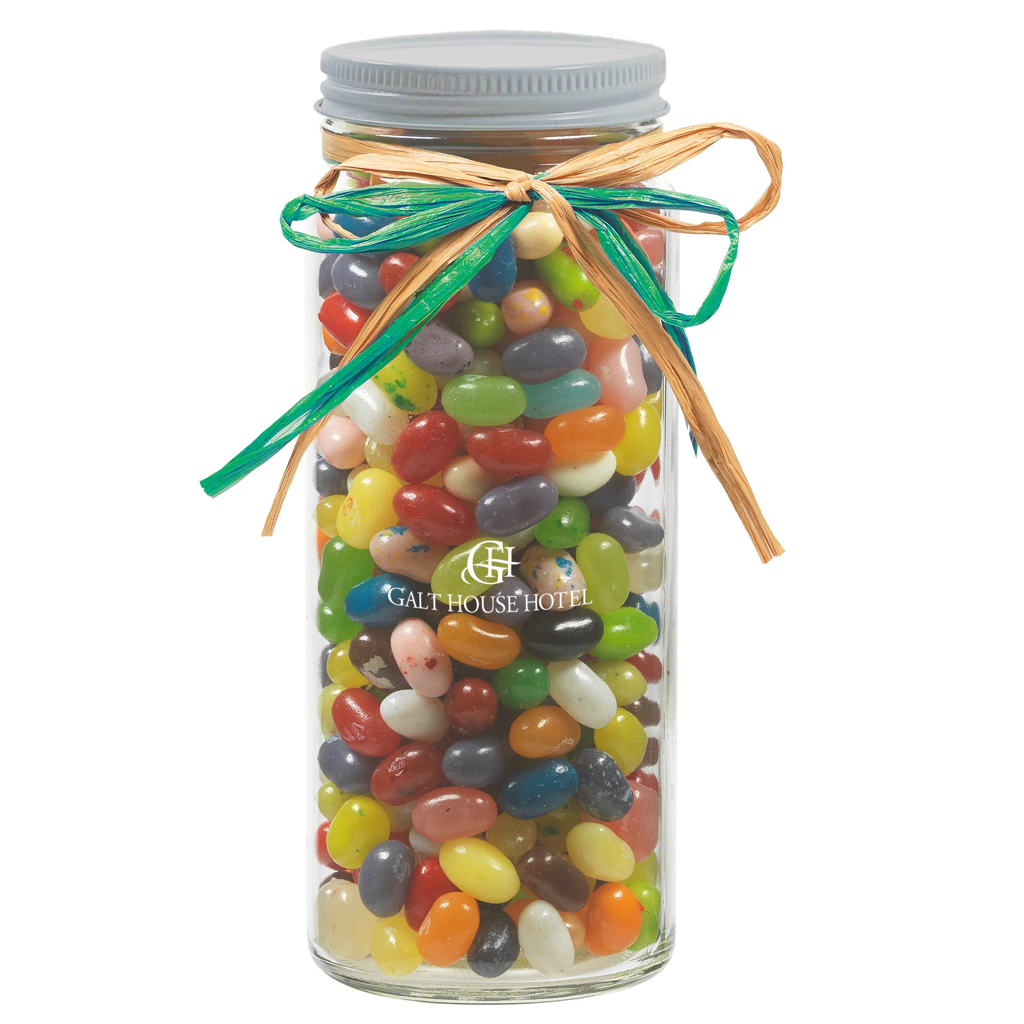 Contemporary Glass Mason Jar with Raffia Bow