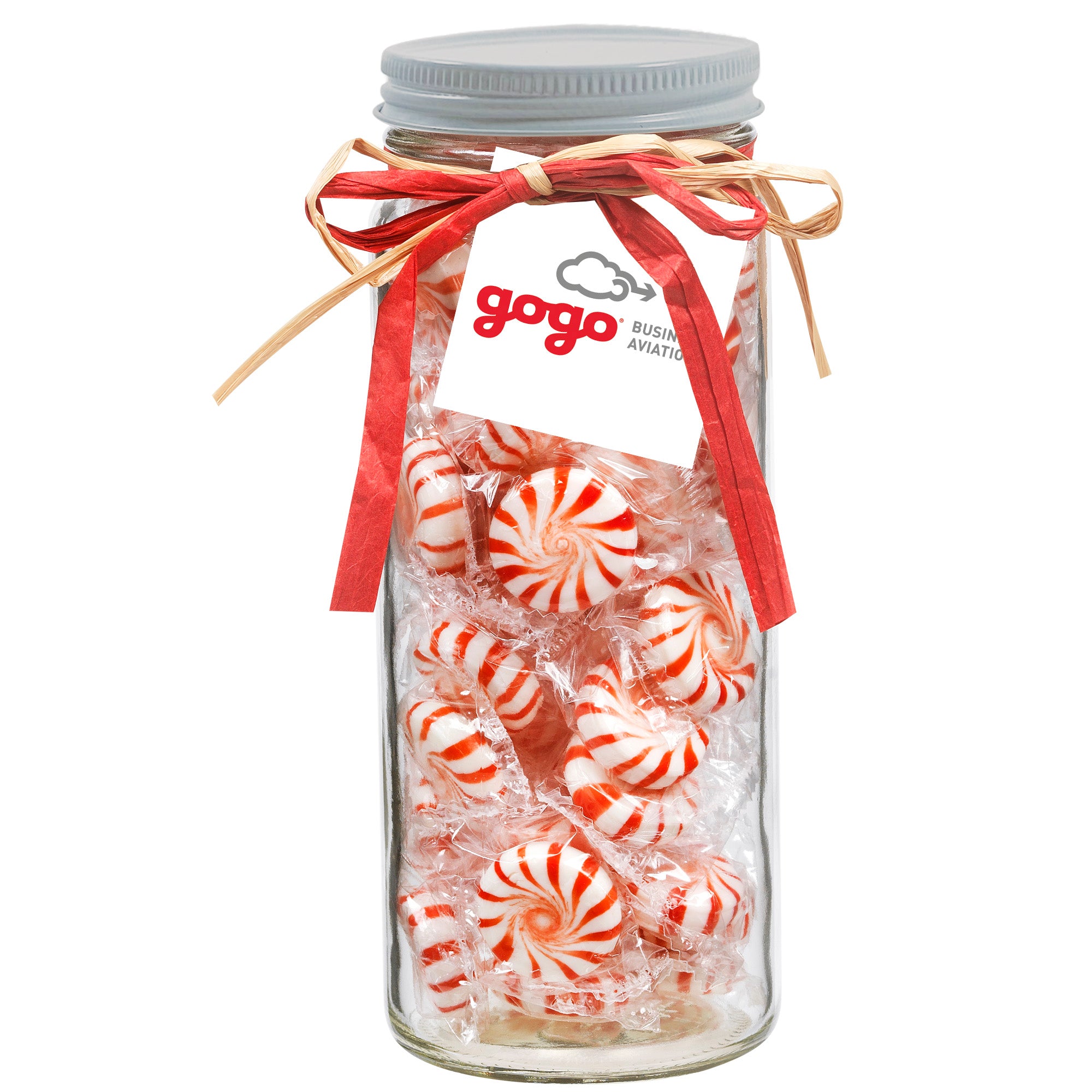 Contemporary Glass Mason Jar with Raffia Bow