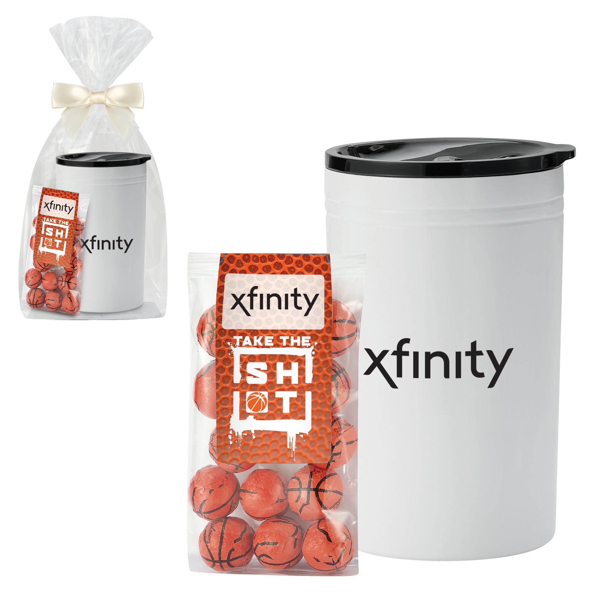 12 oz. Tumbler & Can Insulator Basketball Gift Set white
