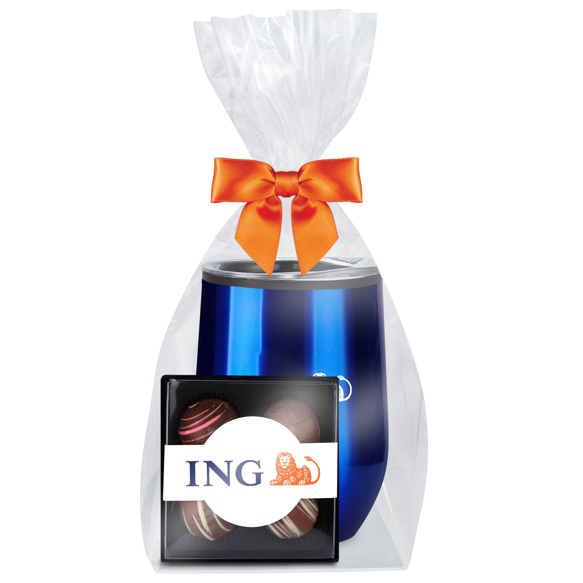 Stemless Wine Tumbler w/ Plastic Liner and Valentine's Day Truffle Gift Set