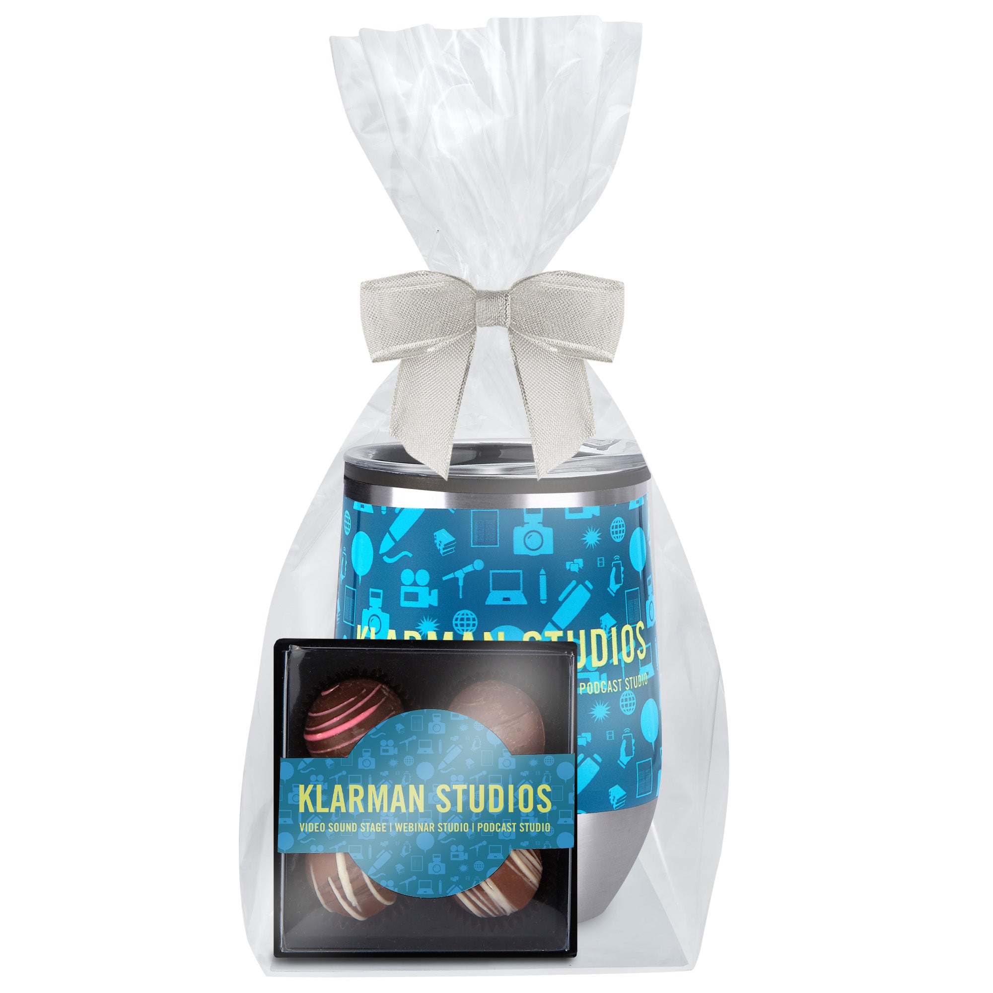 Stemless Wine Tumbler w/ Plastic Liner and Valentine's Day Truffle Gift Set