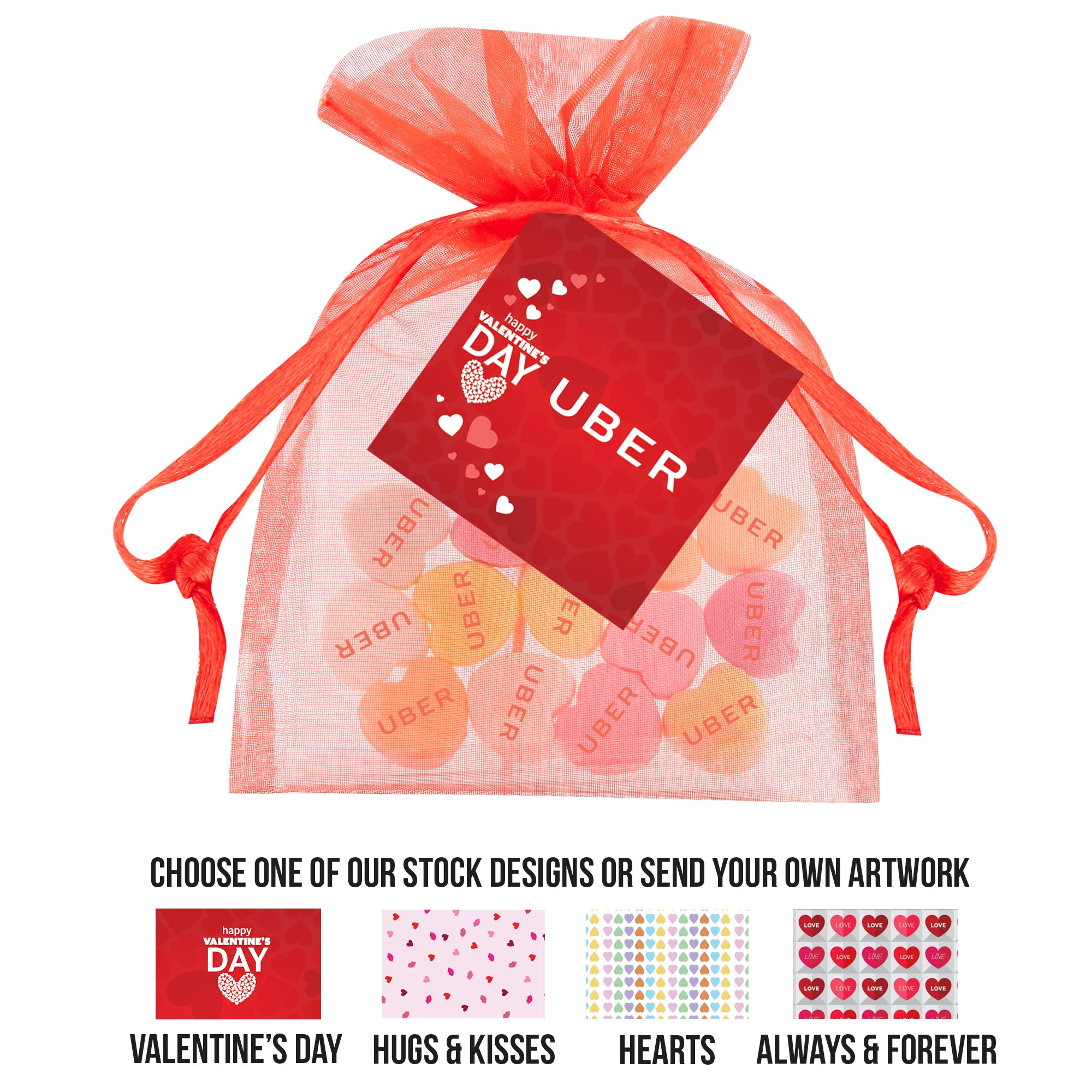 Conversation Heart Organza Bags