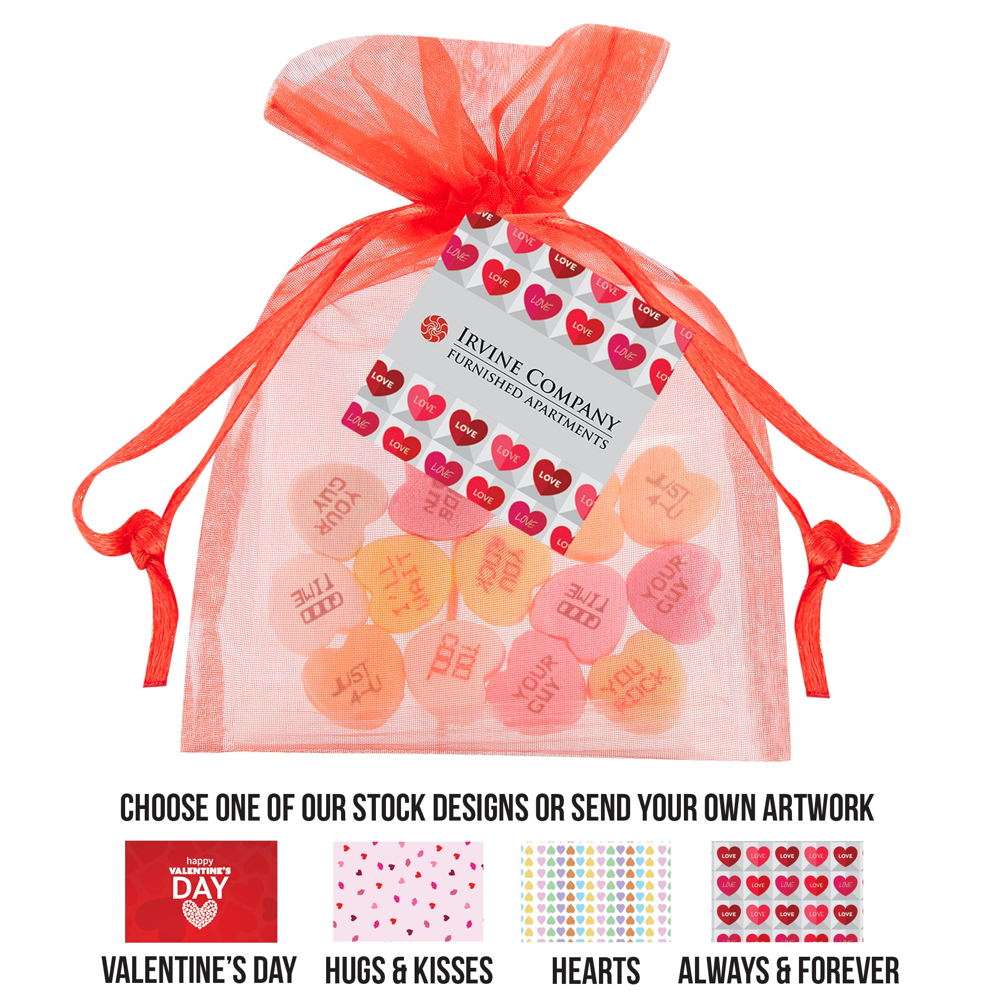Conversation Heart Organza Bags