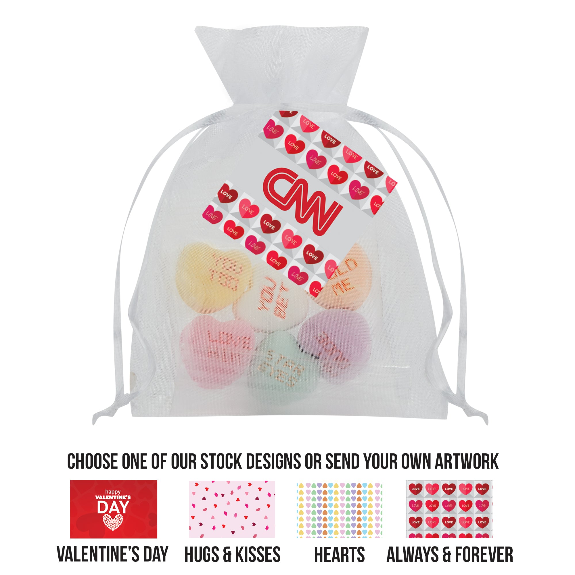 Conversation Heart Organza Bags