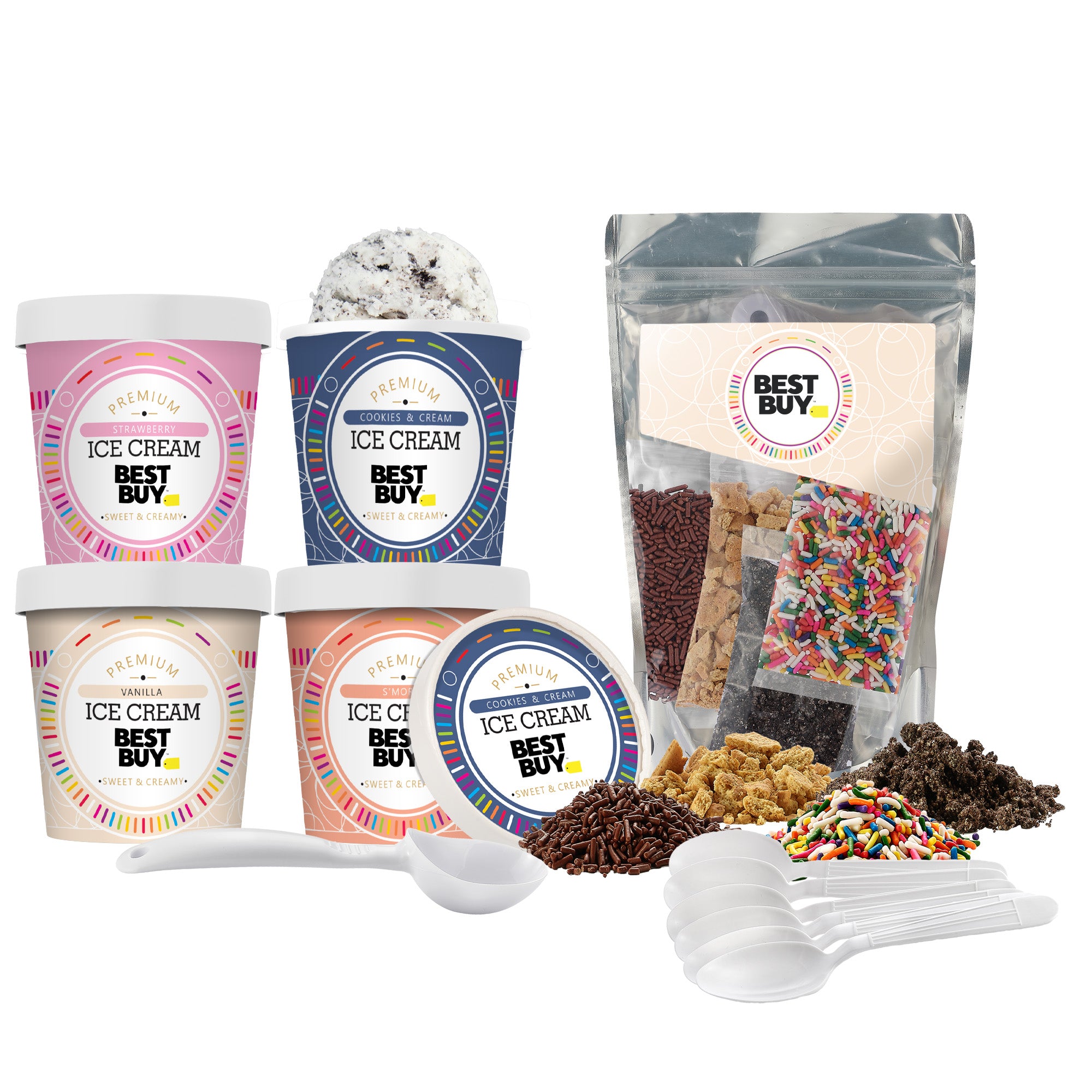 Handcrafted Ice Cream with Ice Cream Topping Kit - 4 Pint Bundle