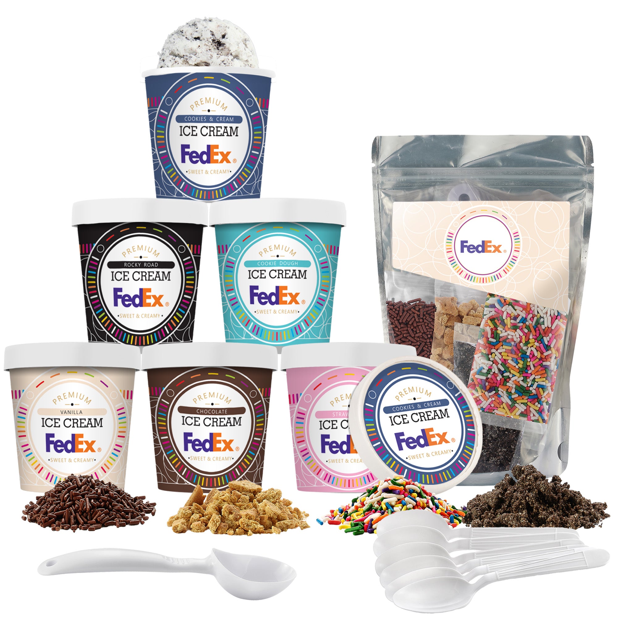 Handcrafted Ice Cream with Ice Cream Topping Kit - 6 Pint Bundle