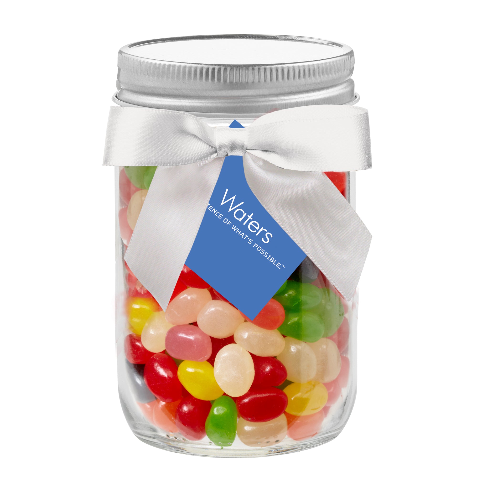 12 oz Glass Mason Jars with Satin Bow filled with Jellybean Assortment