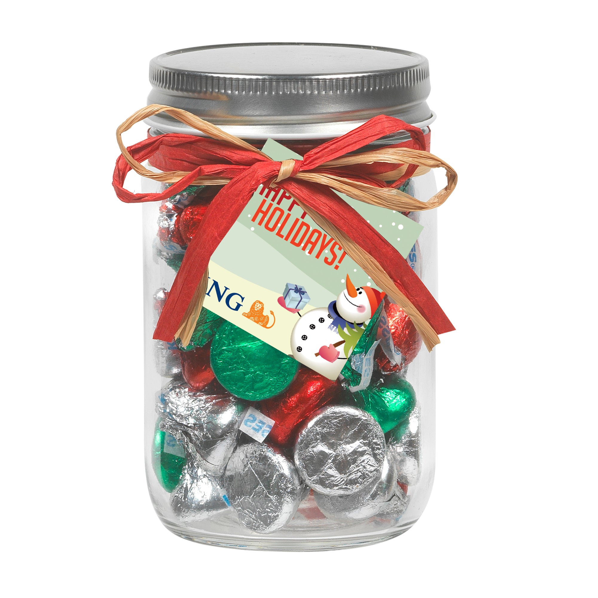 Glass Mason Jars with Raffia Bow