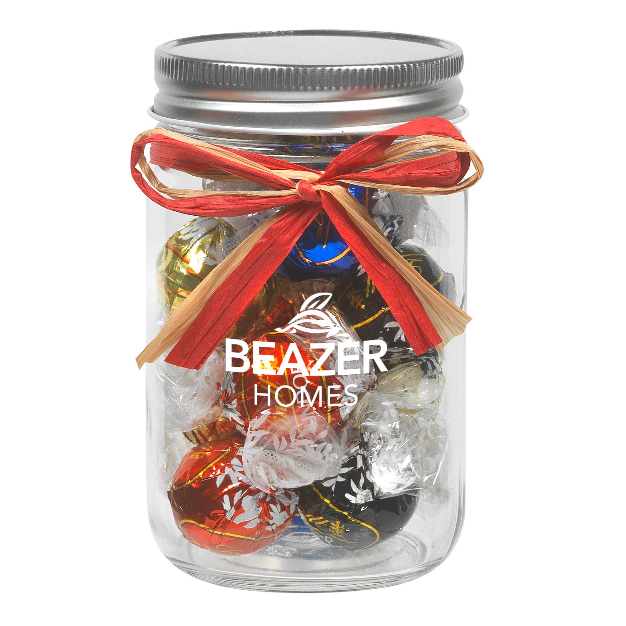 Glass Mason Jars with Raffia Bow