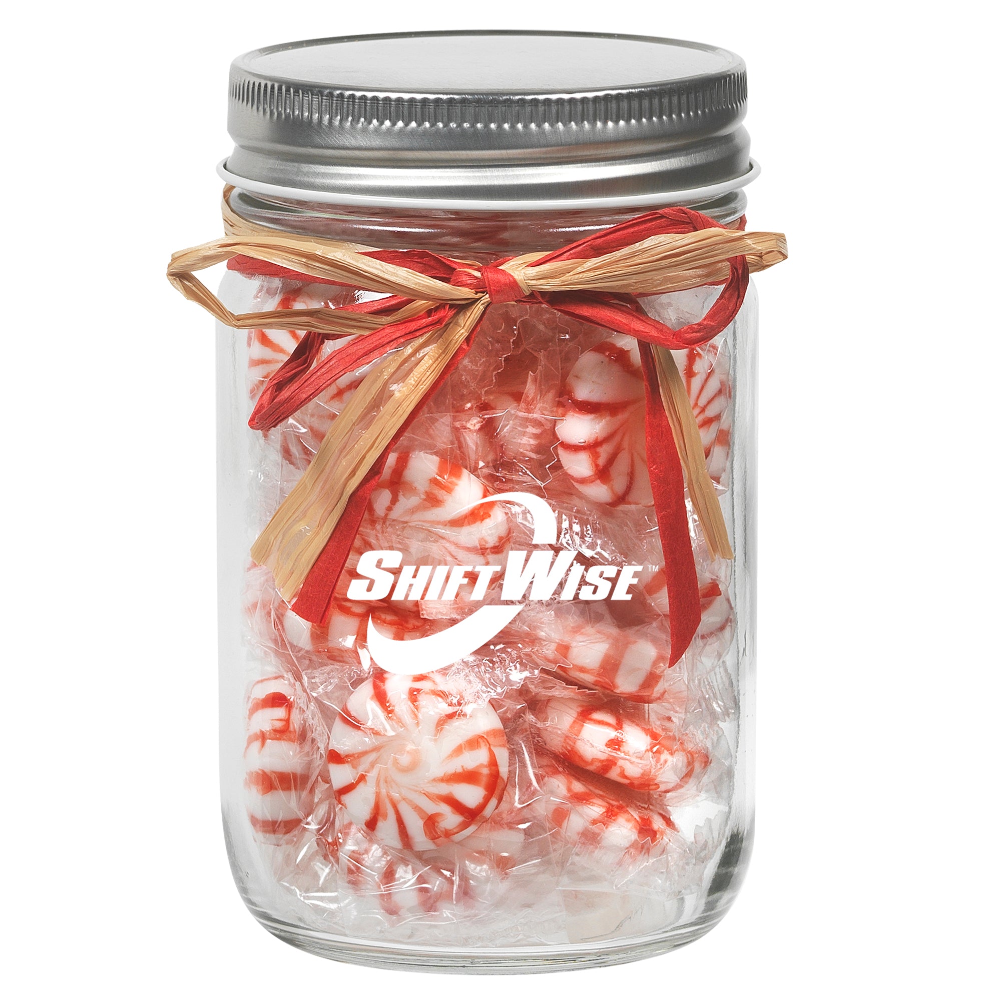 Glass Mason Jars with Raffia Bow