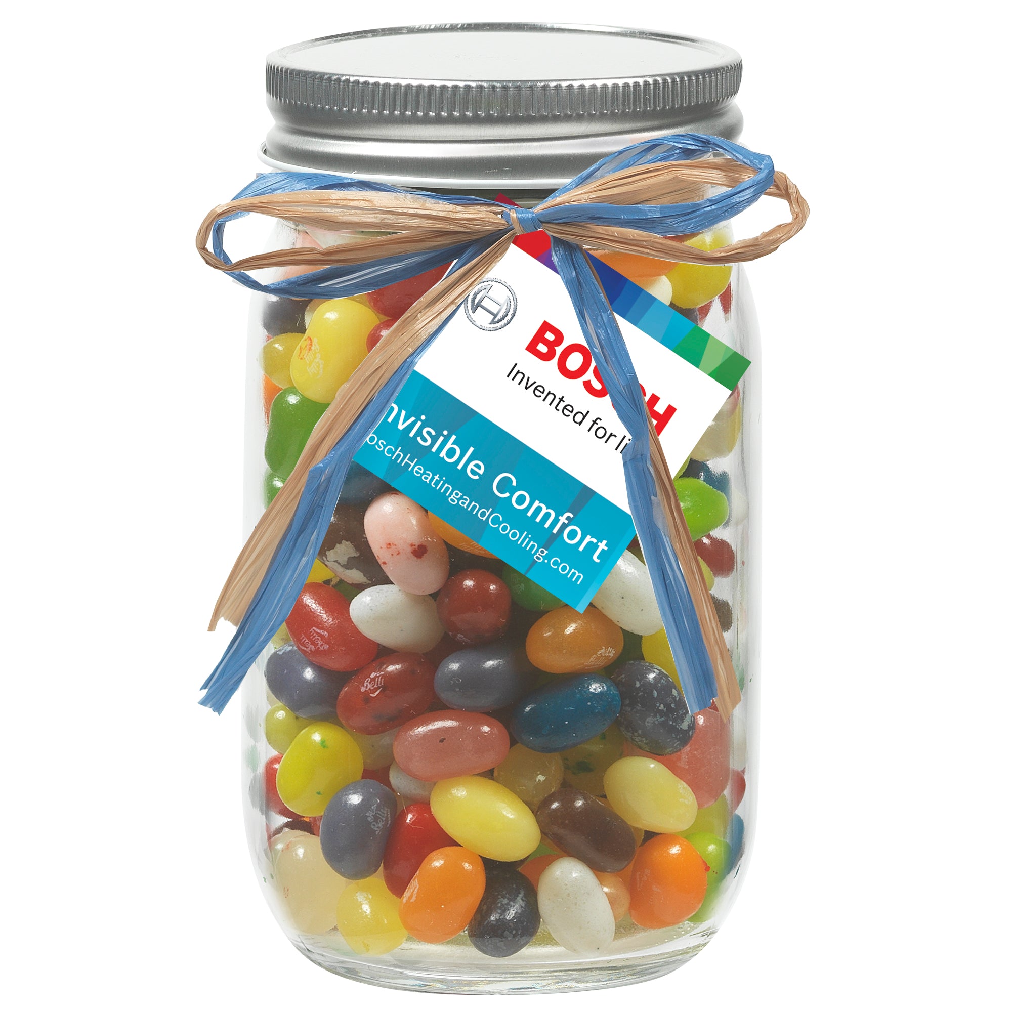 Glass Mason Jars with Raffia Bow