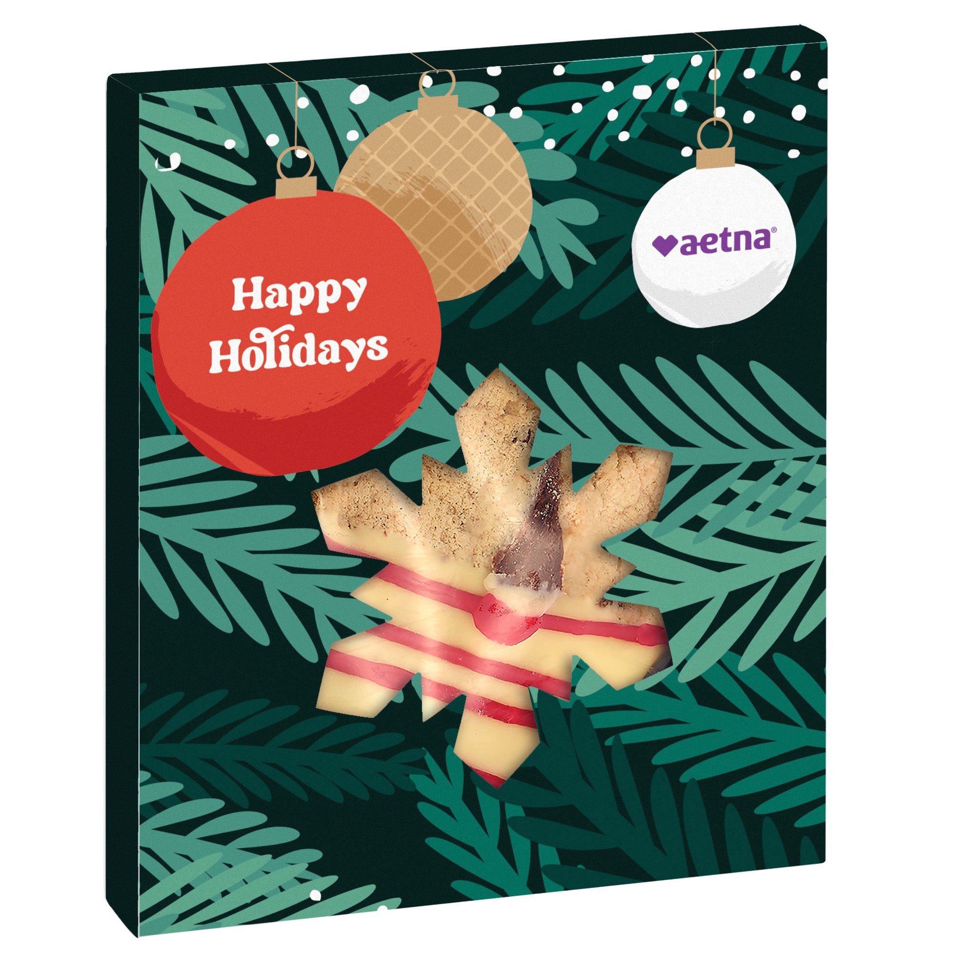 Holiday Window Box with Gourmet Cookie Snowflake / Belgian Chocolate Dipped Chocolate Chip